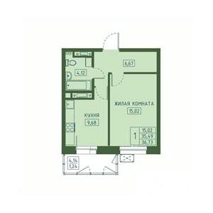 1-к квартира, вторичка, 37м2, 10/23 этаж
