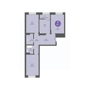 3-к квартира, вторичка, 85м2, 3/24 этаж