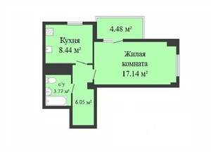 1-к квартира, строящийся дом, 35м2, 2/17 этаж