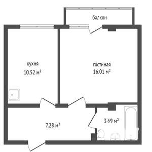 1-к квартира, вторичка, 38м2, 6/16 этаж