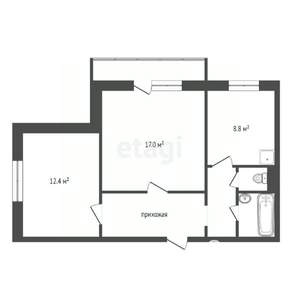 2-к квартира, вторичка, 53м2, 3/10 этаж