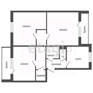 3-к квартира, вторичка, 67м2, 4/10 этаж