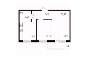 2-к квартира, вторичка, 52м2, 5/18 этаж