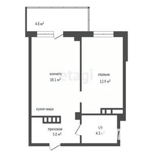 2-к квартира, вторичка, 42м2, 6/19 этаж