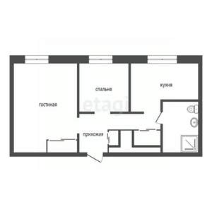 2-к квартира, вторичка, 54м2, 1/3 этаж
