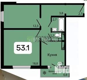 2-к квартира, сданный дом, 53м2, 3/17 этаж