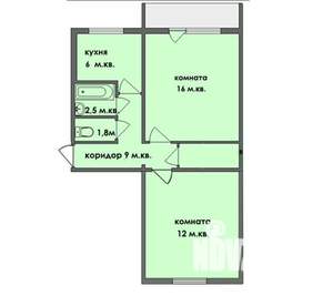 2-к квартира, вторичка, 50м2, 5/5 этаж