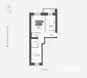 2-к квартира, вторичка, 59м2, 11/15 этаж