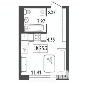 1-к квартира, вторичка, 23м2, 2/17 этаж