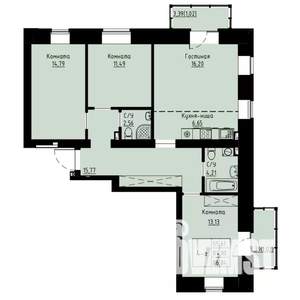 4-к квартира, строящийся дом, 87м2, 7/8 этаж