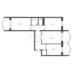 3-к квартира, вторичка, 72м2, 3/9 этаж