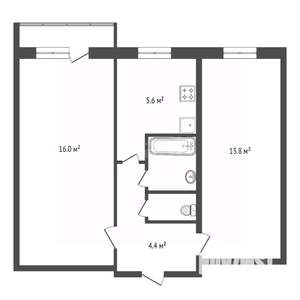 2-к квартира, вторичка, 42м2, 6/9 этаж