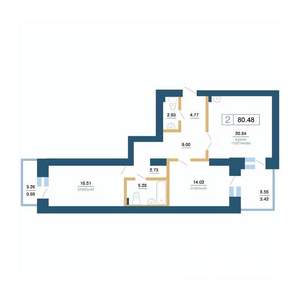 2-к квартира, вторичка, 80м2, 5/7 этаж