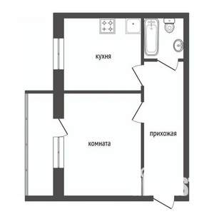 1-к квартира, вторичка, 46м2, 3/3 этаж