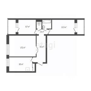 3-к квартира, вторичка, 60м2, 4/9 этаж
