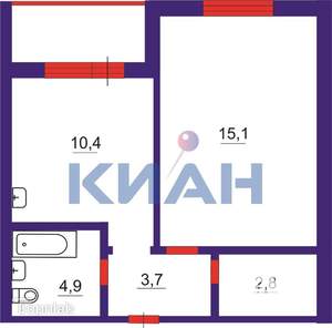 1-к квартира, вторичка, 38м2, 2/21 этаж