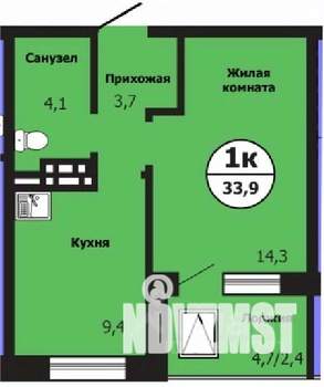 1-к квартира, вторичка, 33м2, 9/19 этаж