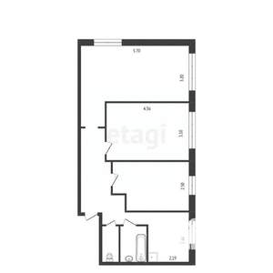 3-к квартира, вторичка, 60м2, 2/6 этаж