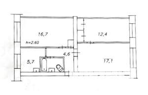 3-к квартира, вторичка, 62м2, 1/5 этаж