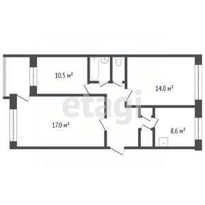 3-к квартира, вторичка, 64м2, 1/5 этаж