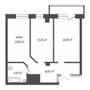 2-к квартира, вторичка, 59м2, 1/17 этаж