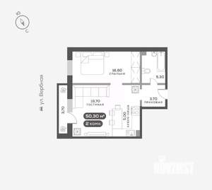 2-к квартира, вторичка, 50м2, 7/17 этаж