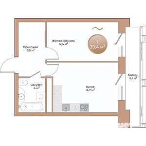 1-к квартира, вторичка, 39м2, 5/24 этаж