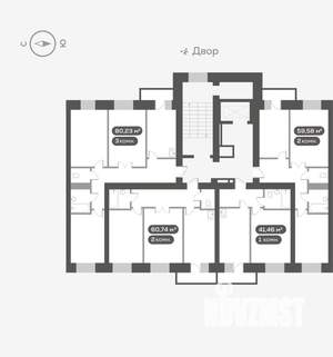 2-к квартира, вторичка, 60м2, 3/16 этаж