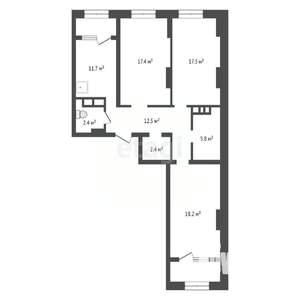 3-к квартира, вторичка, 85м2, 14/25 этаж