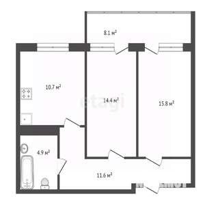 2-к квартира, вторичка, 57м2, 7/14 этаж