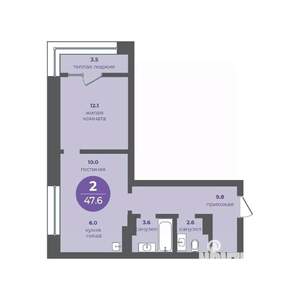 2-к квартира, вторичка, 48м2, 4/24 этаж