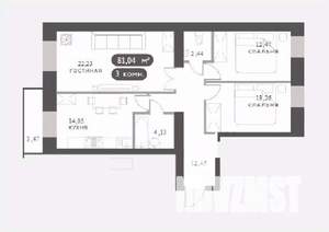 3-к квартира, вторичка, 81м2, 15/15 этаж