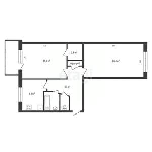 2-к квартира, вторичка, 48м2, 4/5 этаж
