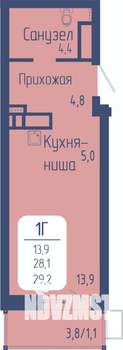 Студия квартира, строящийся дом, 29м2, 5/24 этаж