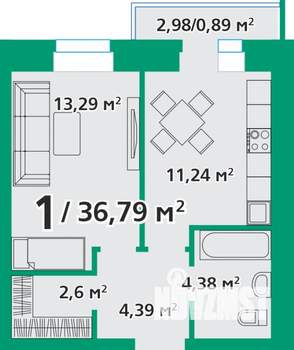 1-к квартира, вторичка, 37м2, 8/8 этаж