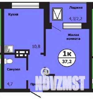 1-к квартира, строящийся дом, 37м2, 7/19 этаж