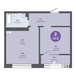 2-к квартира, вторичка, 42м2, 2/15 этаж