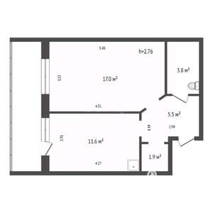 1-к квартира, вторичка, 40м2, 7/10 этаж