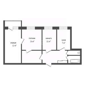 3-к квартира, вторичка, 57м2, 3/9 этаж