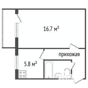 1-к квартира, вторичка, 31м2, 4/4 этаж