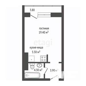 Студия квартира, вторичка, 37м2, 5/17 этаж