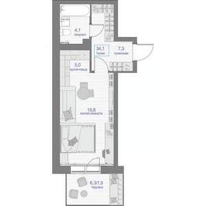 1-к квартира, вторичка, 34м2, 1/24 этаж