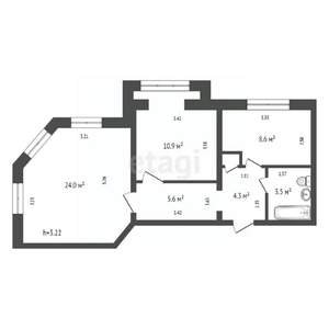 2-к квартира, вторичка, 59м2, 2/5 этаж
