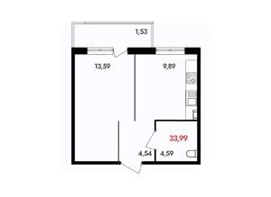 1-к квартира, вторичка, 34м2, 18/18 этаж