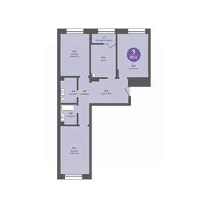 3-к квартира, вторичка, 86м2, 2/10 этаж