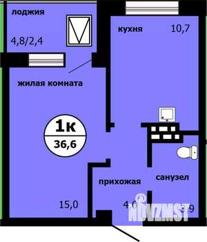 1-к квартира, вторичка, 36м2, 6/19 этаж