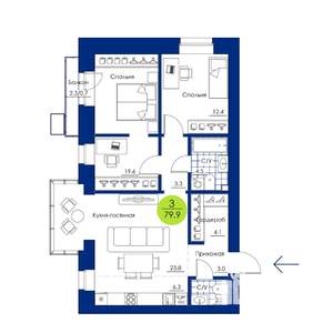 3-к квартира, вторичка, 80м2, 17/17 этаж