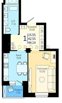 1-к квартира, вторичка, 44м2, 15/25 этаж