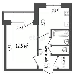 1-к квартира, вторичка, 28м2, 4/9 этаж