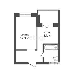 1-к квартира, вторичка, 42м2, 1/17 этаж